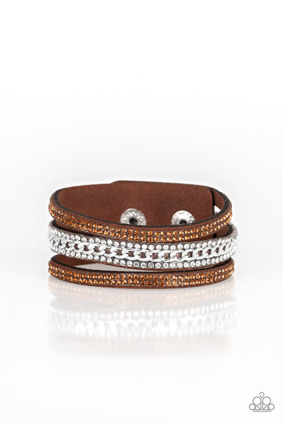 Paparazzi Bracelet - Rollin In Rhinestones - Brown