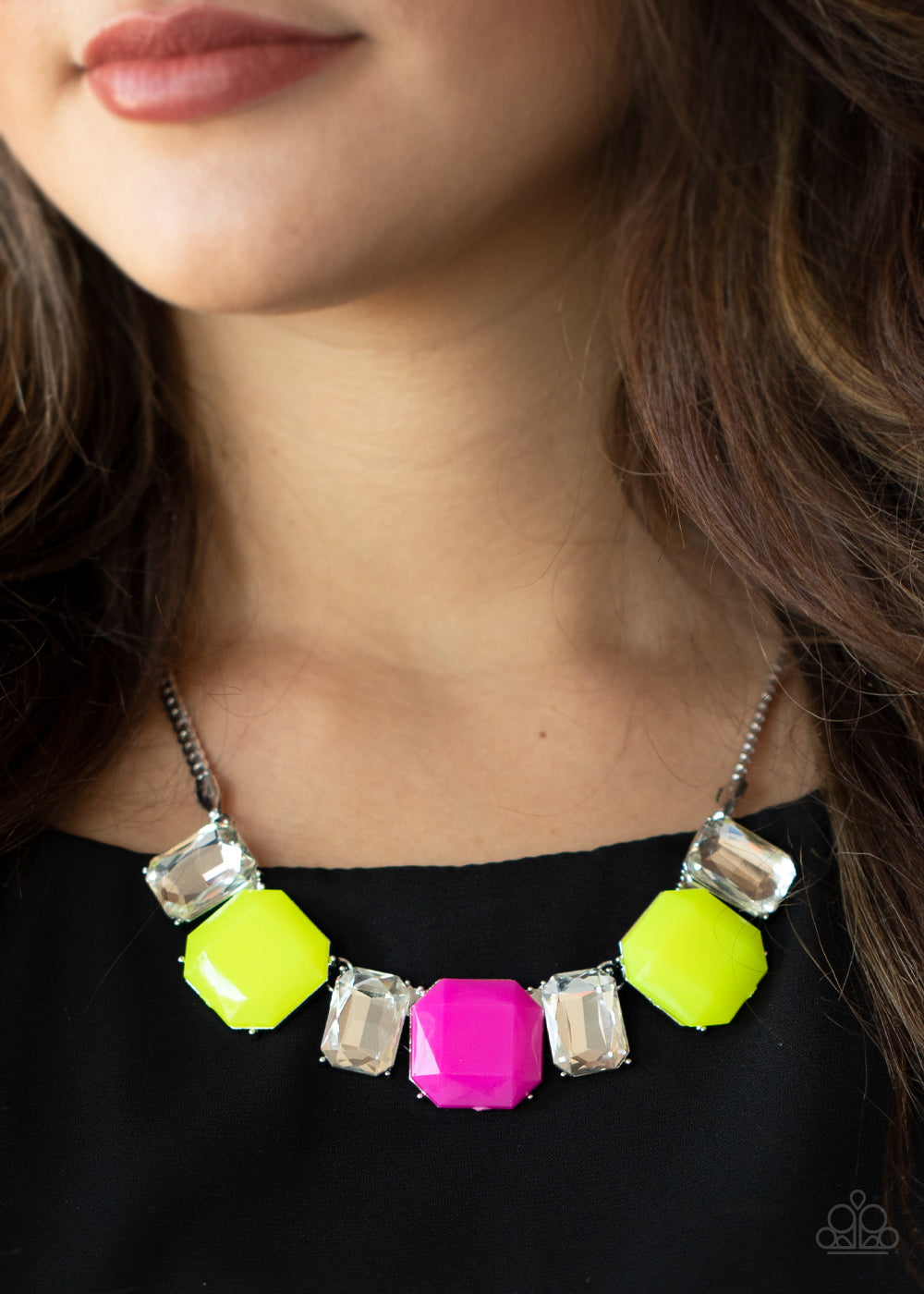 Paparazzi Necklace - Royal Crest - Yellow Pink Multi