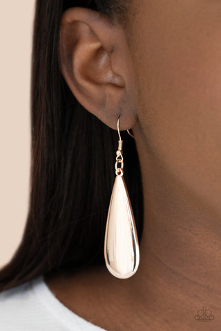 Paparazzi Earring - The Drop Off - Rose Gold