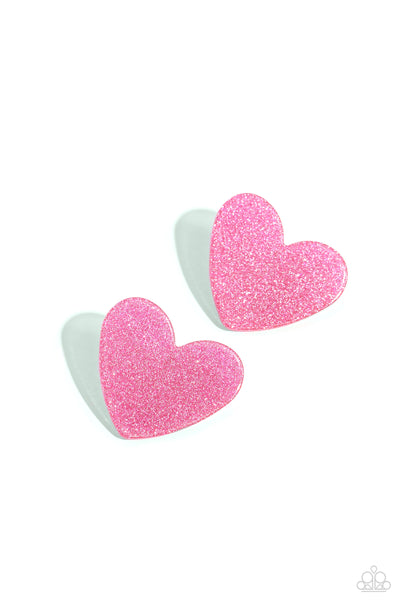 Paparazzi Earring - Sparkly Sweethearts - Pink