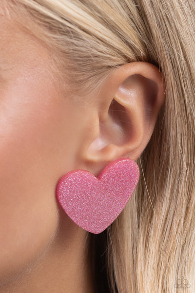 Paparazzi Earring - Sparkly Sweethearts - Pink