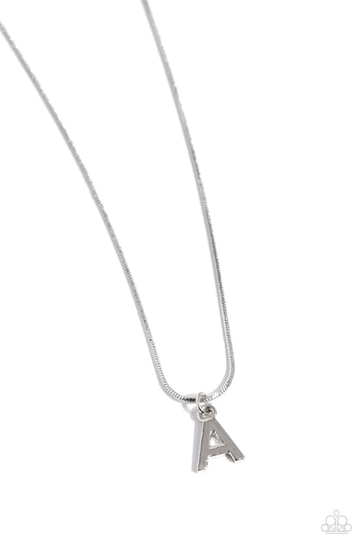 Paparazzi Necklace - Seize the Initial - Silver - A