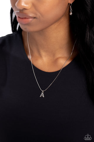 Paparazzi Necklace - Seize the Initial - Silver - A