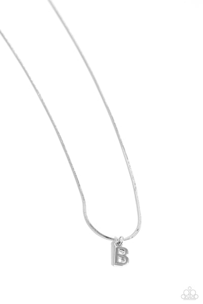 Paparazzi Necklace - Seize the Initial - Silver - B