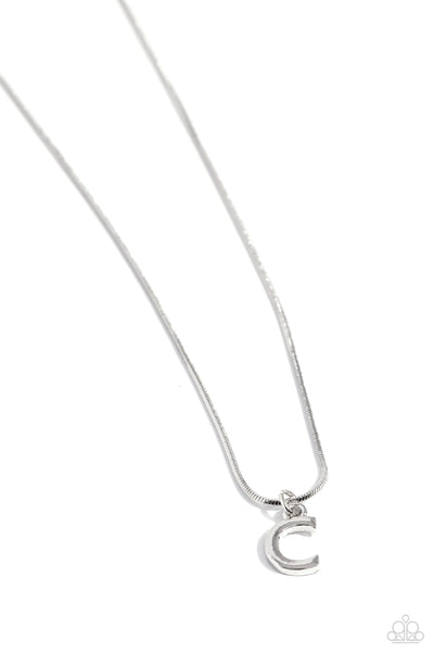Paparazzi Necklace - Seize the Initial - Silver - C