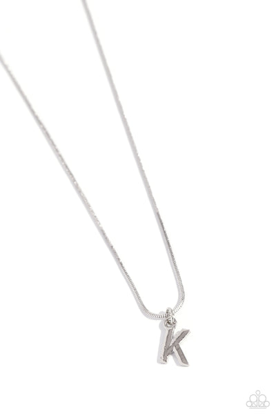 Paparazzi Necklace - Seize the Initial - Silver - K