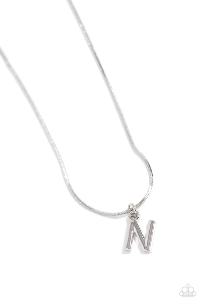 Paparazzi Necklace - Seize the Initial - Silver - N