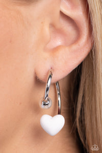 Paparazzi Earring- Romantic Representative - White Hoops