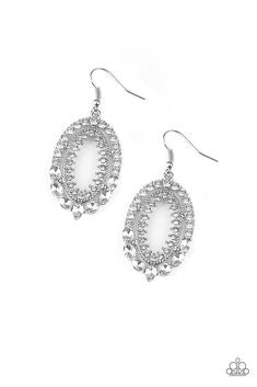 Paparazzi Earrings - Trophy Shimmer - White