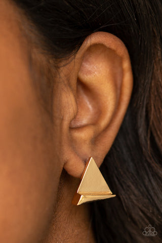 Paparazzi Earring - Die TRI-ing - Gold