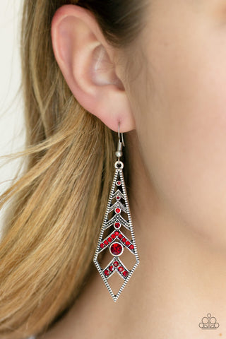 Paparazzi Earring - Flared Flair- Red