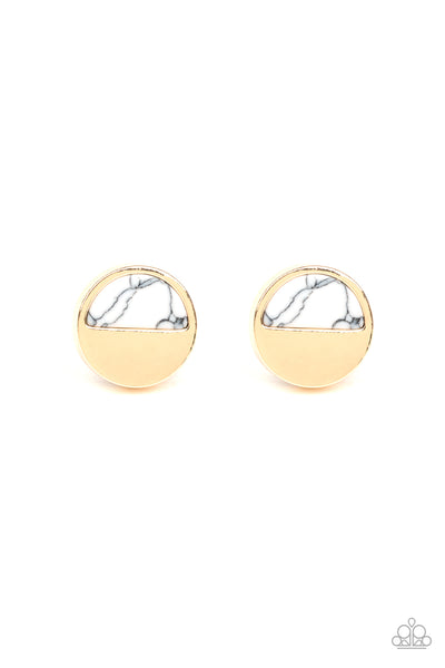 Paparazzi Earrings - Marble Minimalist - White Gold
