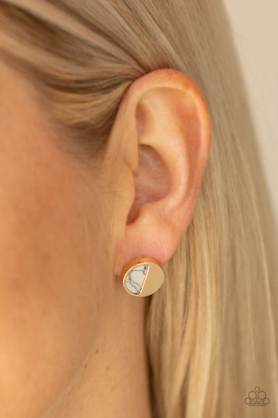 Paparazzi Earrings - Marble Minimalist - White Gold
