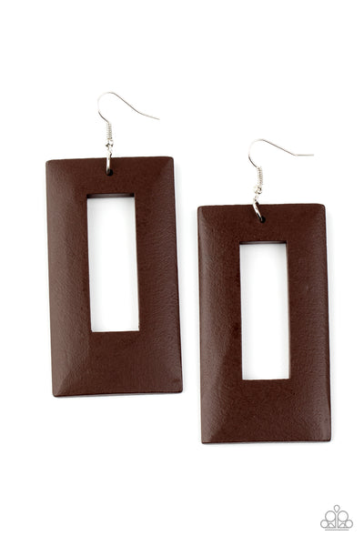 Paparazzi Earrings - Totally Framed - Brown