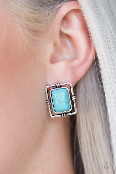 Paparazzi Earring - Center Stagecoach - Blue