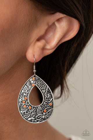 Paparazzi Earring - Botanical Butterfly - Orange