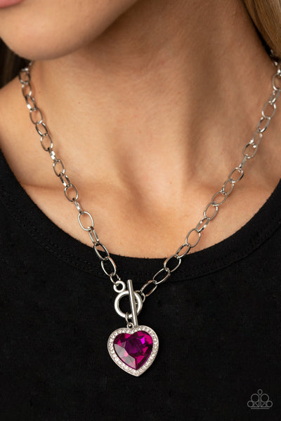 Paparazzi Necklace - Check Your Heart Rate - Pink
