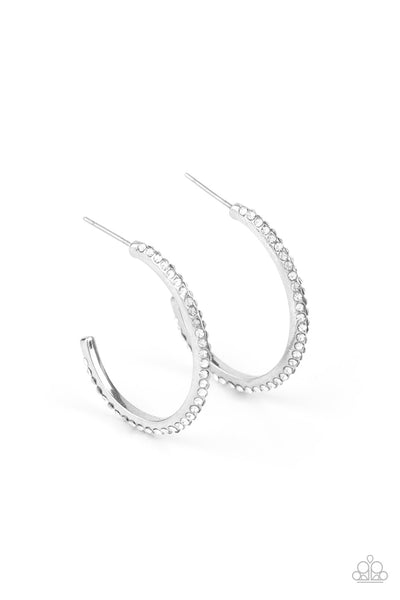 Paparazzi Earring - Don't Think Twice - White Hoop