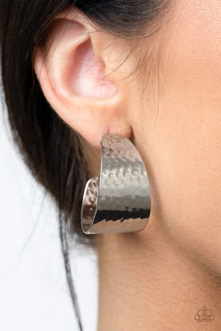 Paparazzi Earring - Flatten The Curve - Silver Hoop
