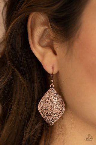 Paparazzi Earring - Flountable Florals - Copper