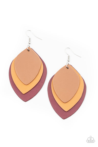 Paparazzi Earring - Light As A Leather - Red