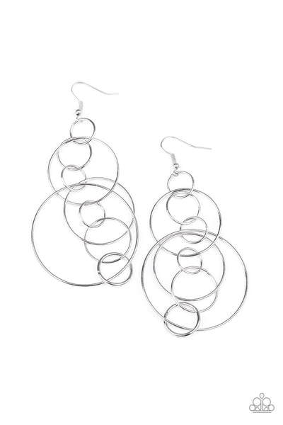 Paparazzi Earring - Running Circles Around You - Silver