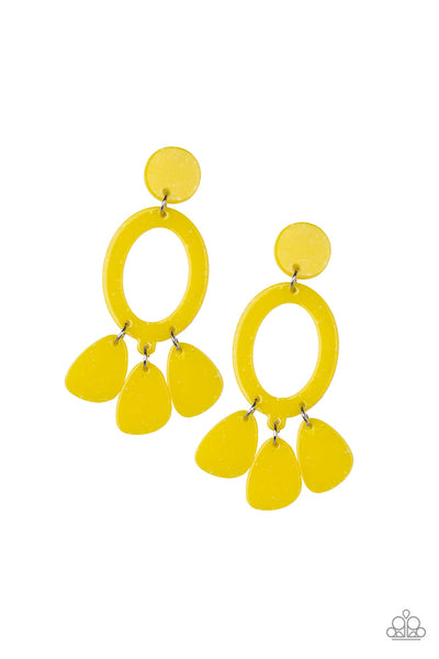 Paparazzi Earrings - Sparkling Shores - Yellow