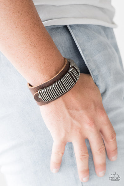 Paparazzi Bracelet - Boondock Bandit - Brown Urban Wrap