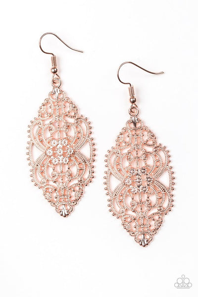 Paparazzi Earrings - Ornately Ornate - Rose Gold