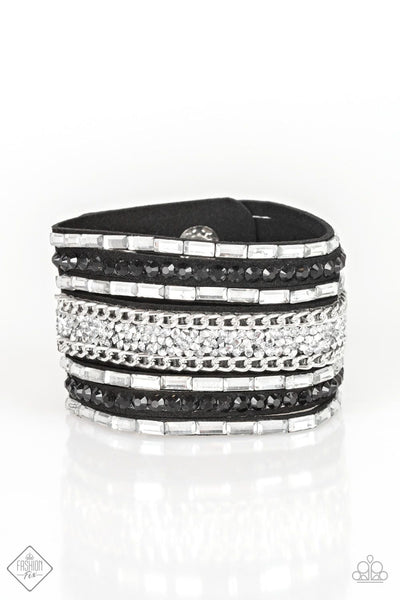 Paparazzi Bracelet - Rhinestone Rumble - Black Urban Wrap