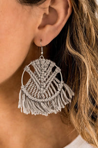Paparazzi Earring - All About Macrame - Silver