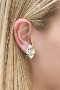 Paparazzi Earring - Along For The Bride - White Clip-On