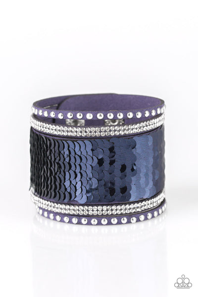 Paparazzi Bracelet - Mermaids Have More Fun - Blue & Silver Urban Wrap