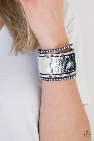 Paparazzi Bracelet - Mermaids Have More Fun - Blue & Silver Urban Wrap