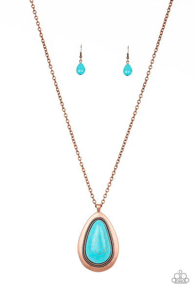 Paparazzi Necklace - Badland To The Bone - Copper Blue