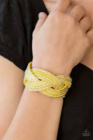 Paparazzi Bracelet - Big City Shimmer - Yellow Urban Wrap