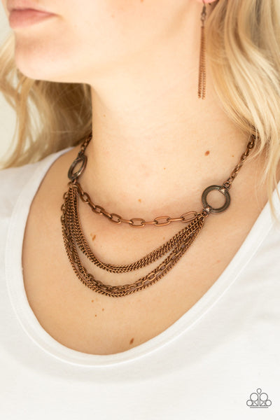 Paparazzi Necklace - Chains of Command - Copper