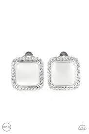 Paparazzi Earring - Cinderella Chic - White Clip-On