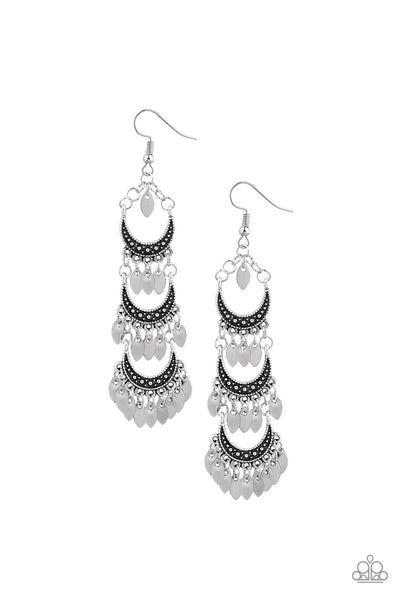 Paparazzi Earrings - Take Your Chime - Silver