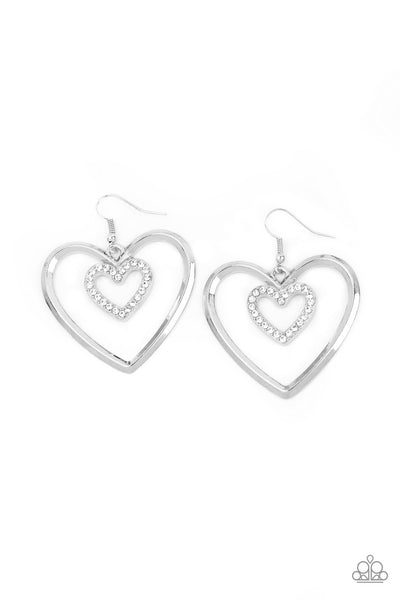 Paparazzi Earrings - Heart Candy Couture - Silver