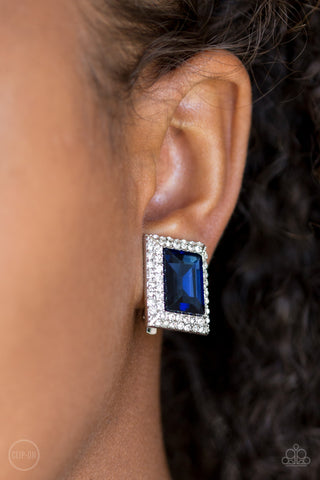 Paparazzi Earring - Crowned Couture - Blue Clip-On