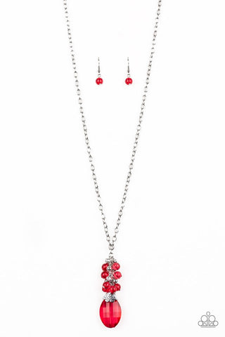 Paparazzi Necklace - Crystal Cascade - Red