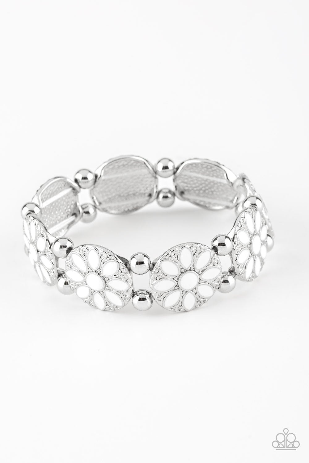 Paparazzi Bracelet - Dancing Dahlias - White