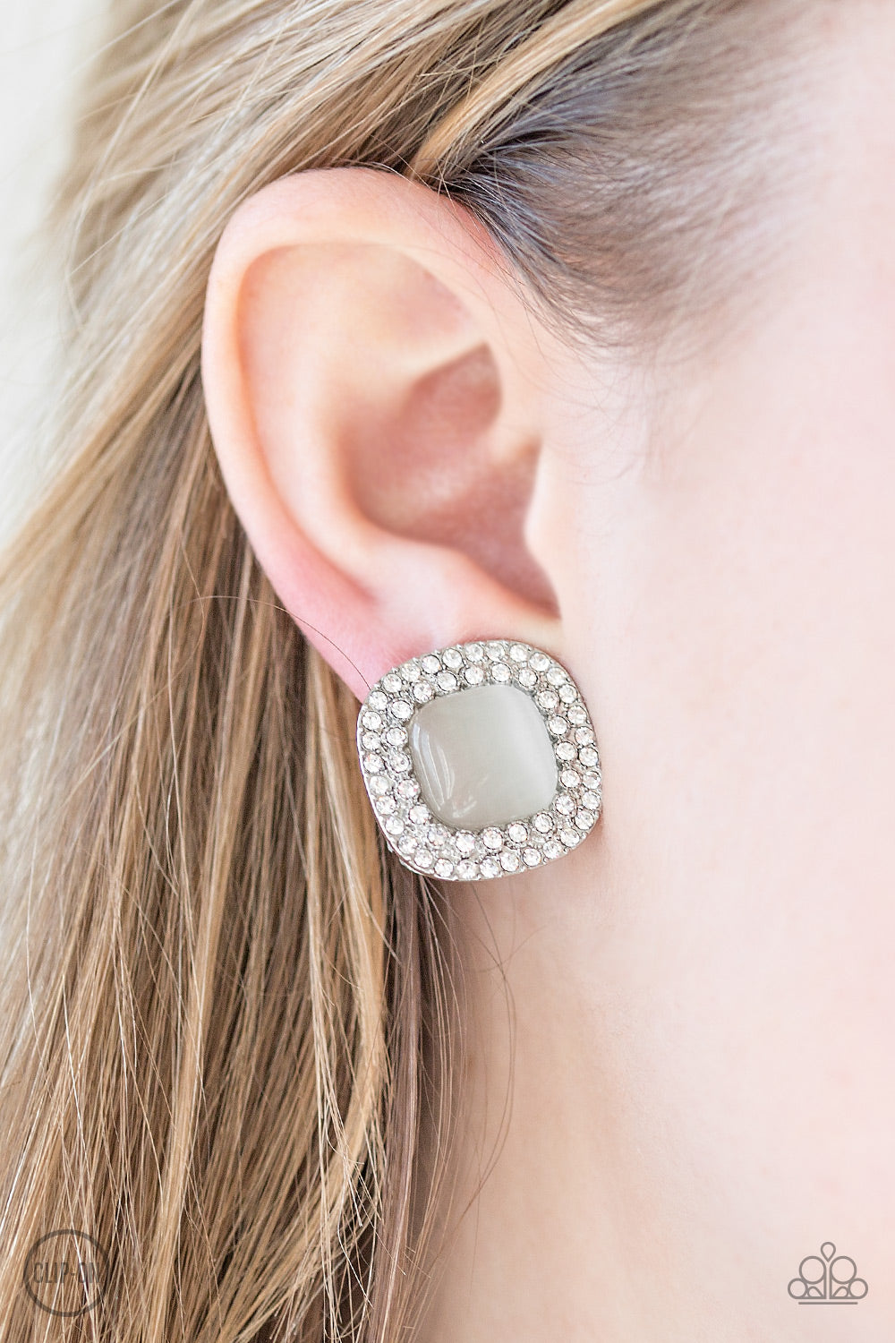 Paparazzi Earring - Dew What I Dew - White Clip-On