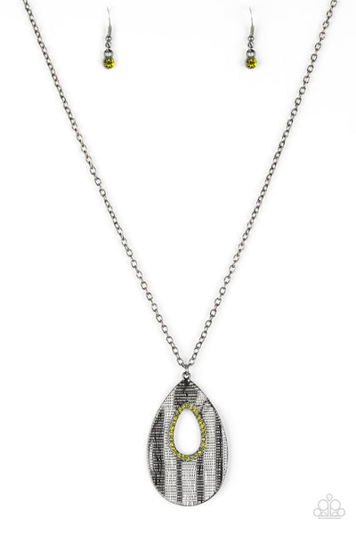 Paparazzi Necklace - Stop, Teardrop, and Roll - Green