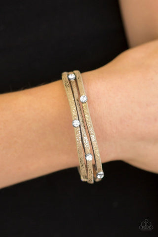 Paparazzi Bracelet - Drop A Shine - Gold Brown Urban Wrap