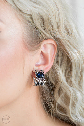 Paparazzi Earring - Glamorously Grand Duchess - Blue Clip-On
