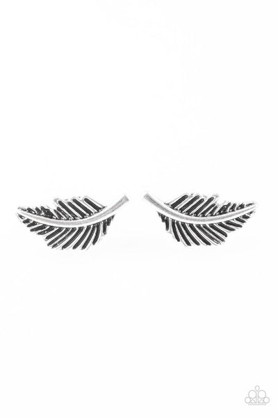Paparazzi Earring - Flying Feathers - Silver