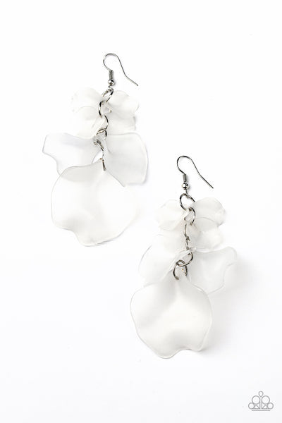 Paparazzi Earrings - Fragile Florals - White