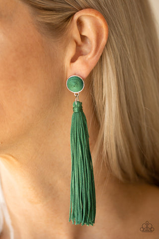 Paparazzi Earrings - Tightrope Tassel - Green